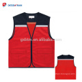 Personnalisé LOGO Impression Gilet de Sécurité Rouge Gilet de Sécurité Visible Haut Gilet de Sécurité Visible Avec Multi Poches Pour L&#39;utilisation de jour et de nuit